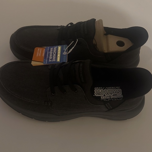 🛑STOP🛑Skechers Men's Shoe Swift Fit Hands Free Lace Up Moc Toe Blk Sz 12 No Box - Picture 9 of 10
